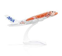 QIYUMOKE 1/400 ANA A380 Orange Turtle Modèle d'avion en Métal moulé - Sky Jumbo Plan du Modèle avec Support (6 Pouces) pour Les décorations de Cadeau ou d'Affichage des Amateurs d'Aviation- JA383A