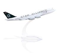QIYUMOKE 747 Thai Air Modèle d'avion Modèle d'avion en métal moulé sous Pression 1/400 - Modèles d'avions 747 avec Support (6 Pouces) Cadeaux pour Les passionnés d'aviation- Star slliance747