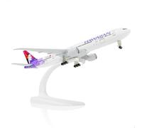 Qiyumoke Boeing777 Hawaiian 1/300 Modèle d'avion en métal Diecast avec support -777 Modèle d'avion pour adulte avec stand 8,3 pouces Cadeaux de passionnés d'aviation, décorations d'affichage de bureau