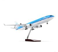 QIYUMOKE Modèle d'avion MD-11 à l'échelle 1:130 compatible KLM avec support (47 cm de long), en résine, idéal comme souvenir pour adultes, décoration pour la maison ou le bureau.