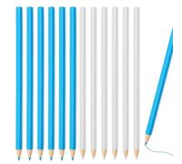 Qiyuting Lot de 12 craies de tailleur, craies pour marquer les tissus, stylo de couture soluble dans l'eau pour couture, matelassage, couture (blanc + bleu)