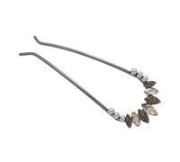 Qiyuting Lot de 2 pinces à cheveux métalliques avec fausses perles et accents de feuilles, lot de 2