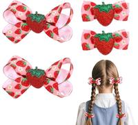 Qiyuting Lot de 4 pinces à cheveux en forme de nœud de fraise, adaptées aux petites filles, jolies pinces à cheveux en forme de nœud de fraise, pinces à cheveux pour bébé, accessoires pour cheveux
