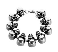 Qizeroty Bracelet Tête De Mort Créatif En Acier Titane, Chaîne Tête De Mort Perlée Rétro, Accessoires Hip-hop, Accessoires Tendance Pour Hommes Et Femmes