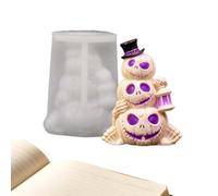 Qizeroty Moule à Crâne Halloween - Moule Réutilisable à Trois Couches avec Chapeau Haut-de-Forme | Halloween Fantôme Crâne,Pour Gâteau, Bonbons, Chocolat, Savon, Bougie, Art, Fête