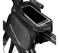 Qizeroty Sac De Cadre De Tube De Vélo Étanche, Sacoche Cadre Velo avec Support Téléphone, Sacoche Velo De Tube Horizontale, Sacoches Top Tubes Étanche Et Légère, Poches Latérales pour Cadres De Vélo