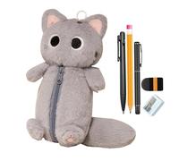 Qizeroty Trousse en Peluche Animal, Trousse À Crayons Forme De Chat De Dessin Animé, Boîte À Mouchoirs en Peluche Créative Et Amusante Convient Aux Ados Et Adultes (Gris B)