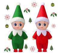 QIZHIQIAMY Bebe Lutin Farceur de Noel 2 Pièces Mini Bébé Lutin Decoration pour Décorations de Noël, Scènes de Lutins, Maisons de Poupées, DIY