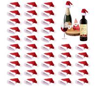 QIZHIQIAMY Mini Bonnet de Noel 6x12cm Petit Chapeau de Père Noël Mini Deco de Noel pour La Vaisselle, Les Bouteilles de Vin, Les Maisons de Poupées et Les Petites Décorations pour Sapins de Noël