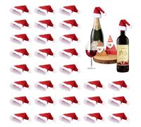 QIZHIQIAMY Mini Bonnet de Noel 6x12cm Petit Chapeau de Père Noël Mini Deco de Noel pour La Vaisselle, Les Bouteilles de Vin, Les Maisons de Poupées et Les Petites Décorations pour Sapins de Noël