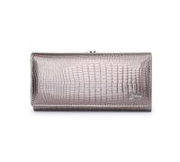 QIZLDBGF Glossy Patent Leather Women's Wallet with Crocodile Embossed Texture, Suitable for 6.3-inch Mobile Phones, with 8 Card Slots