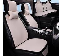 QIZUN Coussin de Siège Auto pour MG Mulan MG4 EV EH32 2022 2023 2024, Protection Siège Auto Respirante et Antidérapante avec Poches de Rangement Housse de Siège avec Coussins Appuie-Tête,Beige