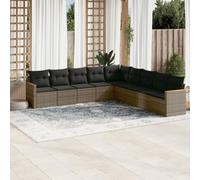 QJBSAVVA 9-TLG Ensemble de canapé de jardin en polyrotin - Canapé d'angle + canapé central + module de table - 55 x 55 cm - Hauteur d'assise 37 cm - Modulaire - Pour jardin, balcon, terrasse, salon