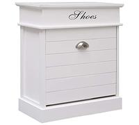 QJBSAVVA Armoire à chaussures, blanche, 50 x 28 x 58 cm, en bois de paulownia, avec compartiment à bascule, compartiment de rangement pour couloir, chambre à coucher et camping-car