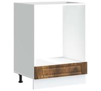 QJBSAVVA Armoire à Four Encastrable Porto, Meuble de Cuisine pour Four et Micro-Ondes en Bois d'Ingénierie Chêne Fumé, Niche de Rangement avec Pieds Réglables, 60x46x81,5 cm