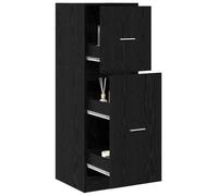 QJBSAVVA Armoire à pharmacie en chêne noir - 40 x 41 x 118 cm - Commode moderne en bois avec 2 tiroirs et compartiments ouverts pour salon et bureau - Étagère élégante pour espace de rangement