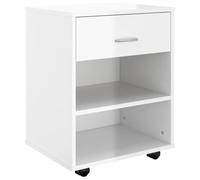 QJBSAVVA Armoire à roulettes Caisson de Bureau Blanc Brillant, Meuble de Rangement pour Imprimante et Papier sous Bureau, Support Mobiles en Bois d'Ingénierie, 46x36x59 cm