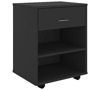 QJBSAVVA Armoire à roulettes de Bureau, Caisson de Rangement en Bois d'Ingénierie, Support Imprimante Mobile avec Roues Verrouillables, Meuble sous Bureau, Noir, 46x36x59 cm