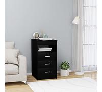 QJBSAVVA Armoire compacte avec 3 tiroirs et étagère ouverte en bois - Noir - 40 x 50 x 76 cm - Espace de rangement pour documents décoratifs et plus encore - Pour bureau, salon ou cuisine