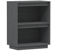 QJBSAVVA Armoire Console en Bois de Pin Massif Gris 60x34x75 cm, Buffet de Rangement avec Compartiments pour Salon, Chambre et Bureau, Meuble d'Appoint Robuste et Design Rustique
