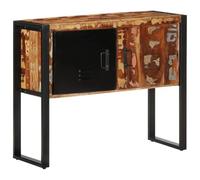 QJBSAVVA Armoire console en bois massif recyclé 90 x 35 x 75 cm - Table d'appoint avec 2 portes et pieds en métal - Espace de rangement robuste pour salon, chambre à coucher ou bureau