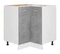 QJBSAVVA Armoire d'angle Basse de Cuisine Lyon, Meuble de Rangement Bas avec 2 Portes et Étagères, Bois d'Ingénierie, Gris Béton, 75,5 x 75,5 x 81,5 cm