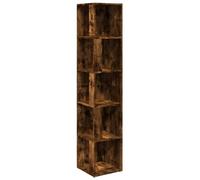 QJBSAVVA Armoire d'angle Chêne Fumé 33x33x164,5 cm, Étagère d'angle en Bois d'Ingénierie avec 5 Compartiments, Meuble de Rangement Colonne pour Salon, Bureau et Chambre