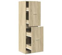 QJBSAVVA Armoire d'Apothicaire Chêne Sonoma Bois d'Ingénierie, Meuble de Rangement Étroit avec 4 Tiroirs pour Bureau, Salon et Cuisine, Chiffonnier Colonne 40 x 41 x 144,5 cm