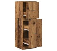 QJBSAVVA Armoire d'Apothicaire en Bois d'Ingénierie, Commode de Rangement avec 3 Tiroirs, Meuble Compact pour Bureau, Salon et Cuisine, Style Vieux Bois, 40 x 41 x 118 cm