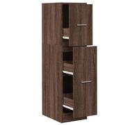 QJBSAVVA Armoire d'apothicaire marron aspect chêne 30 x 41 x 118 cm - Armoire de cuisine étroite avec 3 tiroirs et tiroir - Armoire d'appoint polyvalente en bois pour bureau et salon