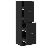 QJBSAVVA Armoire d'Apothicaire Noir, Colonne de Rangement en Bois d'Ingénierie avec 4 Tiroirs, Commode Étroite et Gain de Place pour Salon, Cuisine et Bureau, 40 x 41 x 144,5 cm