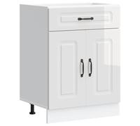 QJBSAVVA Armoire de Cuisine Bas Meuble de Rangement en Bois d'Ingénierie Blanc Brillant Buffet avec Tiroir et Portes Pieds Réglables pour Assiettes et Casseroles 60 x 46 x 81,5 cm