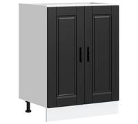 QJBSAVVA Armoire de Cuisine Bas Porto Meuble de Rangement avec Portes et Pieds Réglables Buffet Bas pour Casseroles et Vaisselle en Bois d'Ingénierie Noir 60x46x81,5 cm