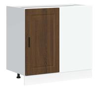 QJBSAVVA Armoire de Cuisine Porto, Meuble de Rangement Bas avec Portes et Pieds Réglables, Buffet pour Vaisselle et Casseroles, Bois d'Ingénierie Chêne Marron, 86 x 46 x 81,5 cm