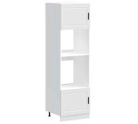 QJBSAVVA Armoire de Four 2 pcs Porto, Meuble Colonne de Cuisine pour Four Encastrable et Micro-Ondes, Bois d'Ingénierie Blanc avec Pieds Réglables, 60 x 57 x 207 cm