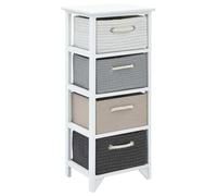 QJBSAVVA Armoire de Rangement 4 Tiroirs en Bois de Paulownia et MDF, Petit Meuble d'Appoint Rustique avec Poignée Cordon pour Entrée, Salon et Couloir, 35 x 27 x 86 cm
