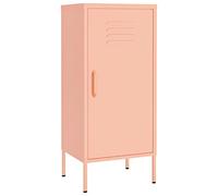 QJBSAVVA Armoire de Rangement en Acier Métallique Rose, Buffet Bas et Meuble de Rangement avec 2 Étagères Réglables pour Salon, Bureau, Entrée, 42,5 x 35 x 101,5 cm