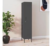 QJBSAVVA Armoire de rangement moderne en acier avec 4 étagères et serrure - Anthracite - 35 x 46 x 180 cm - Pour bureau, salon et jardin