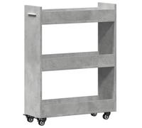 QJBSAVVA Armoire de Rangement sur roulettes Meuble d'Appoint avec 2 Compartiments Buffet Bas Mobile en Bois d'Ingénierie pour Salon Cuisine Bureau Gris Béton 60x22x79 cm