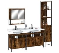 QJBSAVVA Armoire de salle de bain - 60 x 80 cm - Bois dérivé du bois - Armoire à miroir avec lavabo et armoire de rangement - Kit complet pour salle de bain