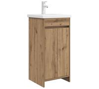 QJBSAVVA Armoire de salle de bain avec lavabo et robinet, ensemble de meubles de salle de bain avec lavabo avec armoire inférieure, design moderne en bois de chêne Artisan, 42 x 40 x 84,5 cm, pour