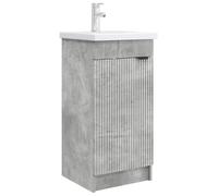QJBSAVVA Armoire de salle de bain avec lavabo et robinet, ensemble de meubles de salle de bain modernes avec espace de rangement, meuble sous lavabo en bois gris béton, 42 x 40 x 84,5 cm