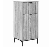 QJBSAVVA Armoire de salle de bain avec tiroir et 2 portes, commode de salle de bain moderne en bois et métal, armoire de salle de bain pour serviettes et cosmétiques, gris sonoma 39,5 x 36 x 88 cm
