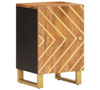 QJBSAVVA Armoire de salle de bain, en bois de manguier massif, marron et noir, 38 x 33,5 x 58 cm, avec montage flexible et pieds en fer robustes, pour mettre de l'ordre dans la salle de bain