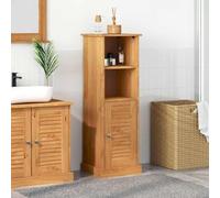 QJBSAVVA Armoire de salle de bain en pin massif marron miel 37 x 34 x 110 cm - Armoire haute étroite avec plusieurs compartiments pour ranger et style pour petites salles de bains et WC