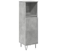 QJBSAVVA Armoire de Salle de Bain Gris Béton 30x30x100 cm, Colonne de Rangement avec Porte Réversible et Étagère Ouverte, Meuble Tour Compact en Bois d'Ingénierie et Fer