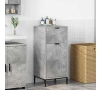 QJBSAVVA Armoire de salle de bain - Gris béton - 39,5 x 36 x 88 cm - En matériau dérivé du bois avec tiroir et porte à charnière - Buffet moderne avec beaucoup d'espace de rangement - Meuble de salle