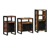 QJBSAVVA Armoire de salle de bain industrielle - 3 pièces - En bois recyclé - 55 x 35 x 60 cm - Robuste - Avec cadre en fer - Style loft urbain - Pour salle de bain, salon, couloir
