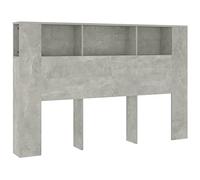 QJBSAVVA Armoire de Tête de Lit avec Rangement, Tête de Lit Bibliothèque pour Chambre à Coucher, Pont de Lit en Bois d'Ingénierie, Gris Béton, 160 x 18,5 x 104,5 cm