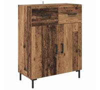 QJBSAVVA Armoire Haute de Rangement Buffet Haut en Bois d'Ingénierie, Meuble de Salon avec Étagères, 2 Portes et Tiroir, Style Rustique Bois Ancien, 69,5 x 34 x 180 cm